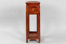 antique Chinese pedestal with drawer in rose-wood