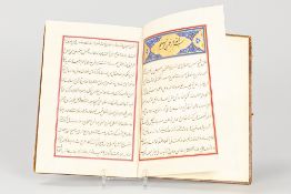 18/19th Cent. manuscript on paper, comprising 33 folios bound in brown leather, with 12 lines of tex