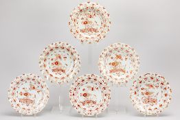 series of six 18th Cent. Chinese KangXi period plates in porcelain with a "milk and blood" decor