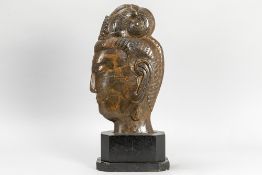 Chinese Tang style "Head of Quan Yin" sculpture in aventurine (?)