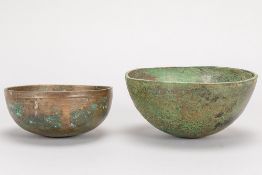 two Ancient Greece bronze bowls, to be dated between 1000 and 800 BC