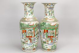 pair of Chinese vases in porcelain with a Famille Verte style decor