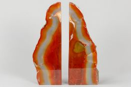 pair of book-ends made of carnelian stone