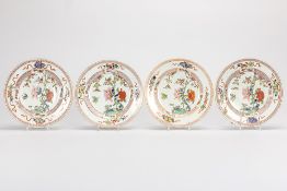 series of four 18th Cent. Chinese plates in porcelain with a Famille Rose decor 