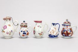 five 18th Cent. porcelain jugs from China and Japan of which three are lidded