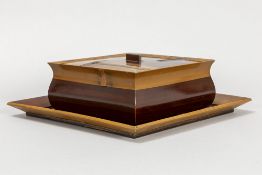 Japanese lidded box with tray in lacquered bamboo