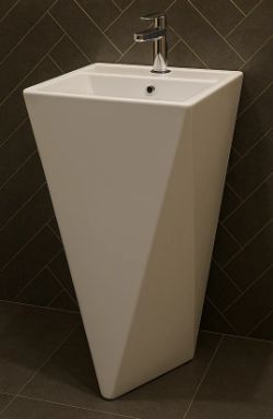 FREESTANDING SINK SQUARE BASIN 500 MM DESIGNER WASHROOM BASIN HAND PEDESTAL BASIN