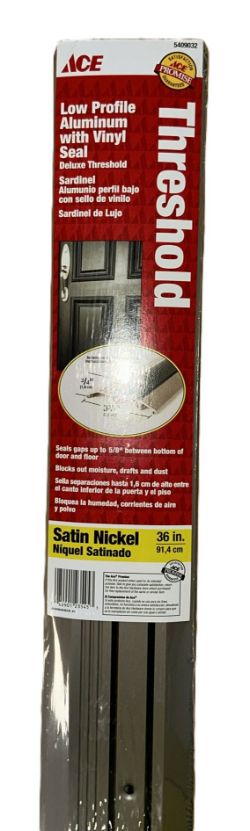 116X ACE LOW PROFILE ALUMINUM SATIN NICKEL THRESHOLD WITH VINYL SEAL 36IN (91.4CM)
