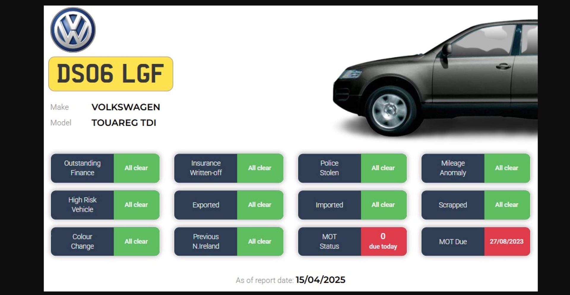 2006 VOLKSWAGEN TOUAREG TDI – 2.5 DIESEL MANUAL SUV >>--NO VAT ON HAMMER--<< - Image 12 of 12