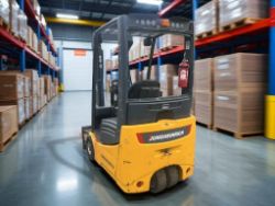 **(INCLUDES CHARGER)**JUNGHEINRICH EFG215 ELECTRIC 3-WHEEL FORKLIFT