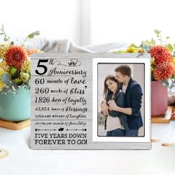 5TH ANNIVERSARY PICTURE FRAME GIFT FOR COUPLE HUSBAND WIFE – 5 YEARS OF MARRIAGE