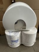 KIMBERLEY CLARKE COMMERCIAL DISPENSER PUB TOILET ROLL HOLDER AND 6 TOILETROLLS
