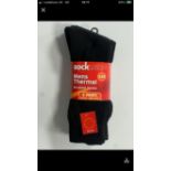 1 PALLET CONTAINING 1200 X THERMAL SOCKS PACKS OF 5 PAIRS IN BLACK.