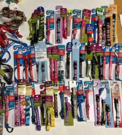 92 PCS ASSORTED CAT & DOG LEADS, HARNESSES - VARIOUS SIZES.