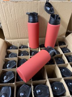 BOX OF 36 RED 700ML ALUMINIUM WATER BOTTLES