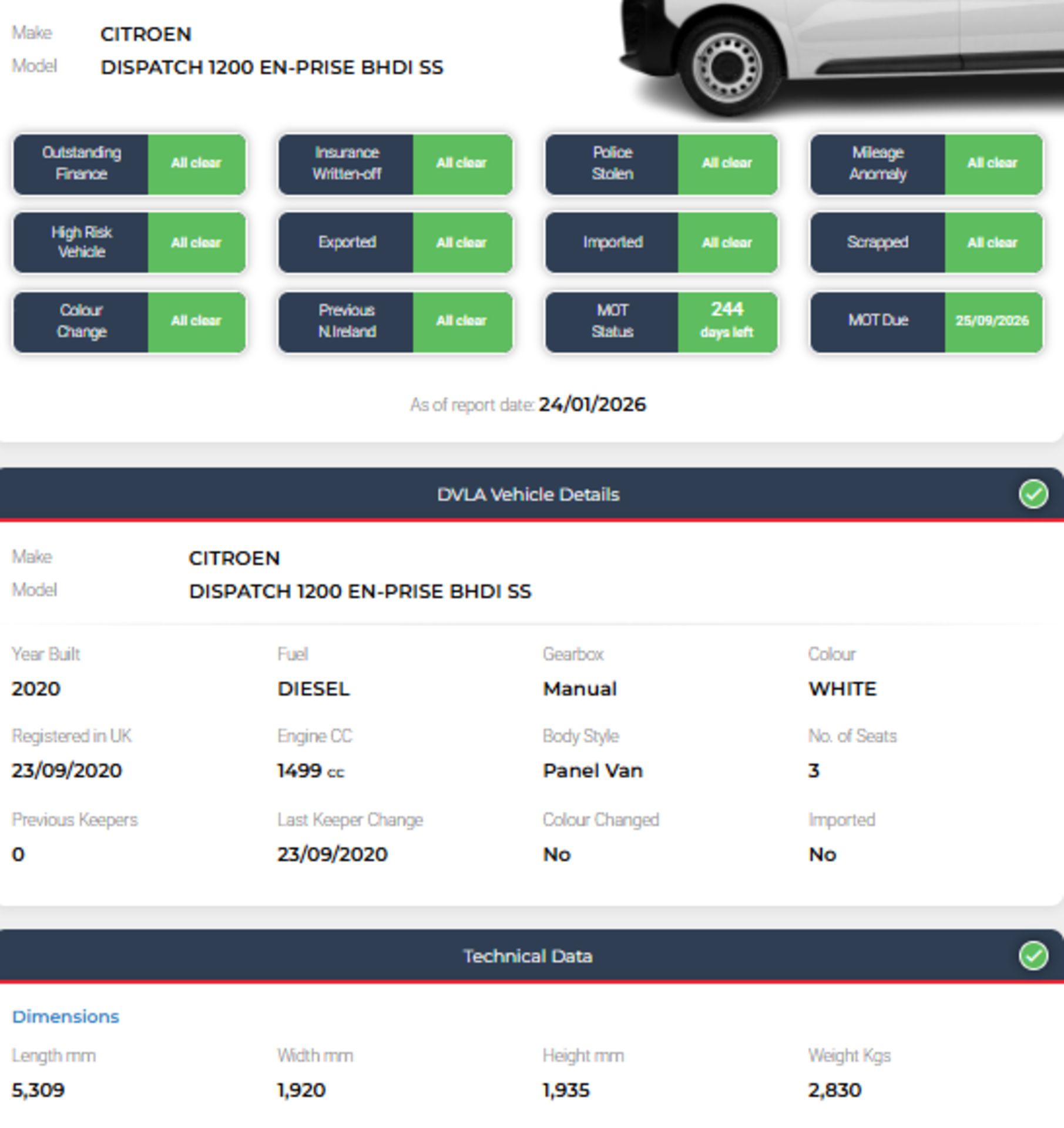 *(ONLY 89K MILEAGE)* 2020 CITROEN DISPATCH 1200 ENTERPRISE L2H1 >>--NO VAT ON HAMMER--<< - Image 14 of 14