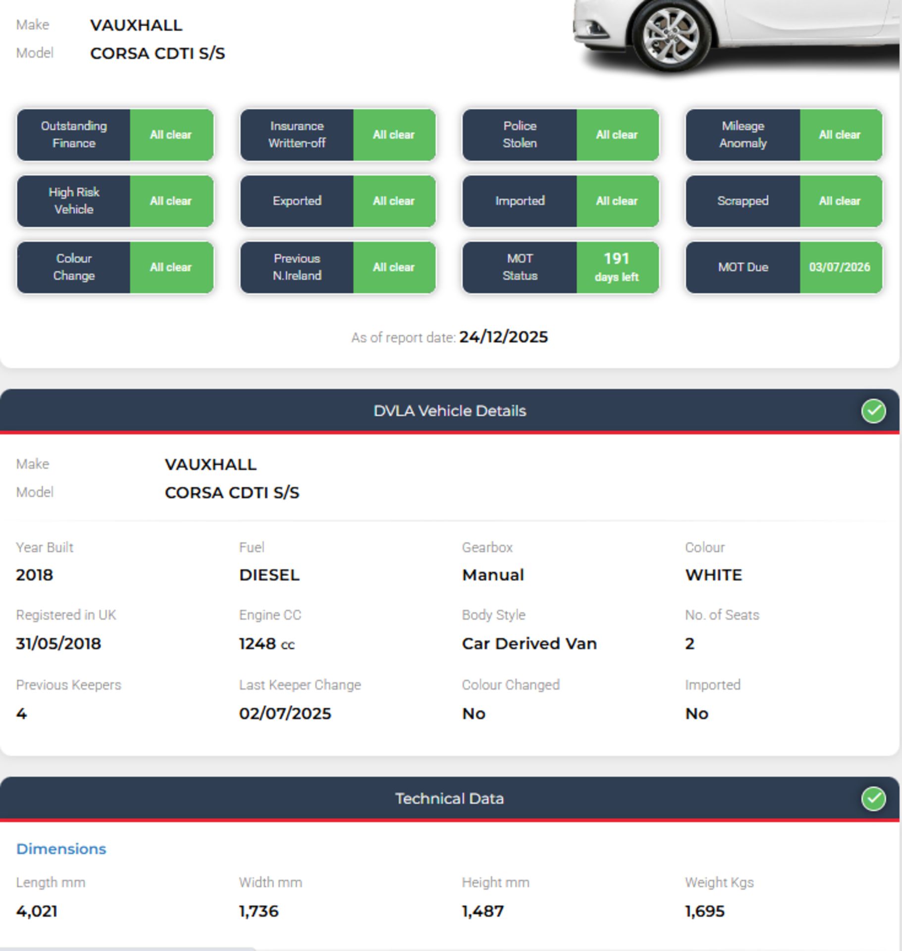 **(ONLY 85K MILEAGE)** 2018 VAUXHALL CORSA CDTI ECOFLEX 1300CC DIESEL VAN>>--NO VAT ON HAMMER--<< - Image 12 of 12