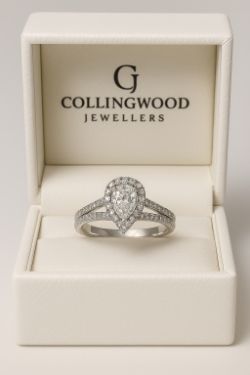 0.50CT PEAR DIAMOND 0.49CT DIAMOND SHOULDERS ENGAGEMENT RING 18CT WHITE GOLD INSU VALUE CERT £4990