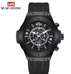 BLACK SILICONE MENS HAND 46MM HOLLOWED OUT LARGE DIAL MILITARY STYLE ORIGINAL QUARTZ MOVEMENT