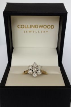 1CT CLUSTER DIAMOND RING 18CT YELLOW GOLD SIZE M INSURANCE VALUE CERTIFICATED £4250