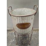 JOB LOT OF 4 METAL GARDEN ZINC PLANTER ON LEGS INDOOR OR OUTDOOR DECOR LARGE