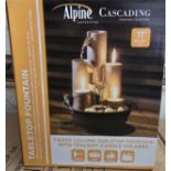 TIERED COLUMN TABLETOP FOUNTAIN WATER FEATURE WITH TEALIGHT CANDLE HOLDERS