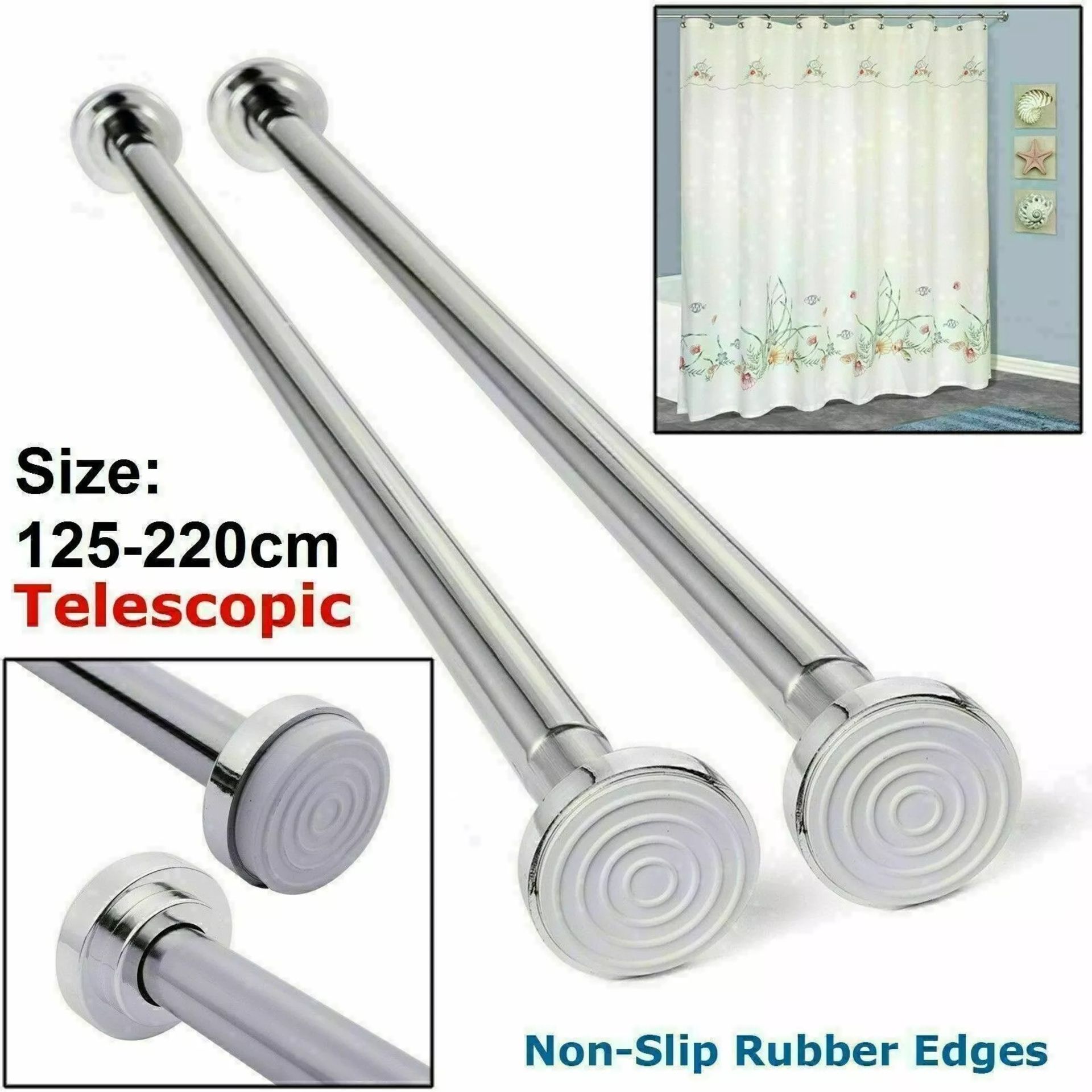 LARGE JOB LOT FRENESSA TELESCOPIC CURTAINS ROD/POLE AND SHOWER ROD DIFFERENT SIZES NEW - Image 2 of 3