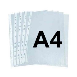 A4 PUNCH POCKET POUCES, 100 POUCHES PER PACK. 100 PACKS IN TOTAL