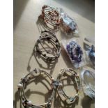 MIXED CRYSTAL CHIP AND STYLE SS WRAP AROUND BANGLE JOBLOT OF 8 - BRAND NEW