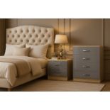 10 X CHEST AND 10 X BEDSIDE - BRAND NEW FLATPACKED GREY GLOSS ON SONOMA OAK