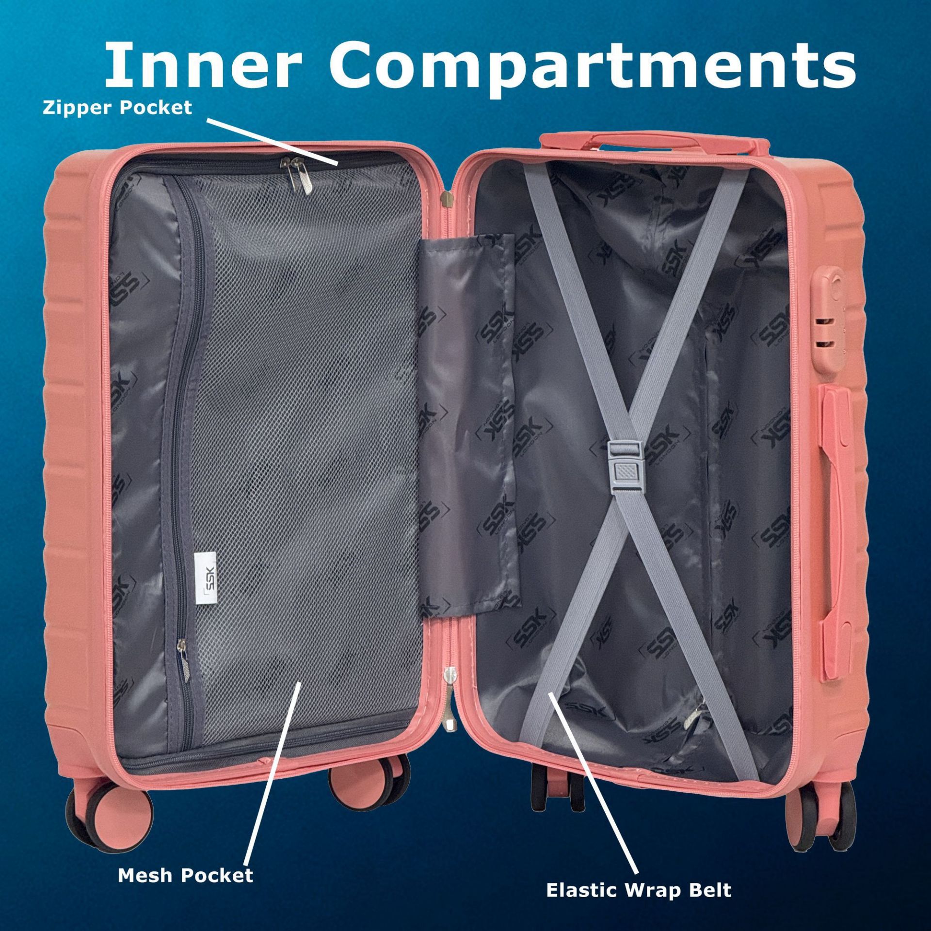 BULK LOT X5 SILVER 3 PIECE LUGGAGE SETS – LIGHTWEIGHT 360° SPINNER SUITCASES – BRAND NEW - Image 5 of 5