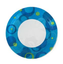 346 PKS OF 8 (2768 PLATES) AMSCAN PARTY PAPER PLATES CABANA BLUE DOTS 26.7CM