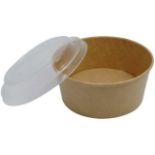 1000 14OZ BROWN KRAFT DISPOSABLE SOUP CONTAINERS WITH LIDS FOR ICE CREAM AND SOUP BOWLS TAKEAWAY