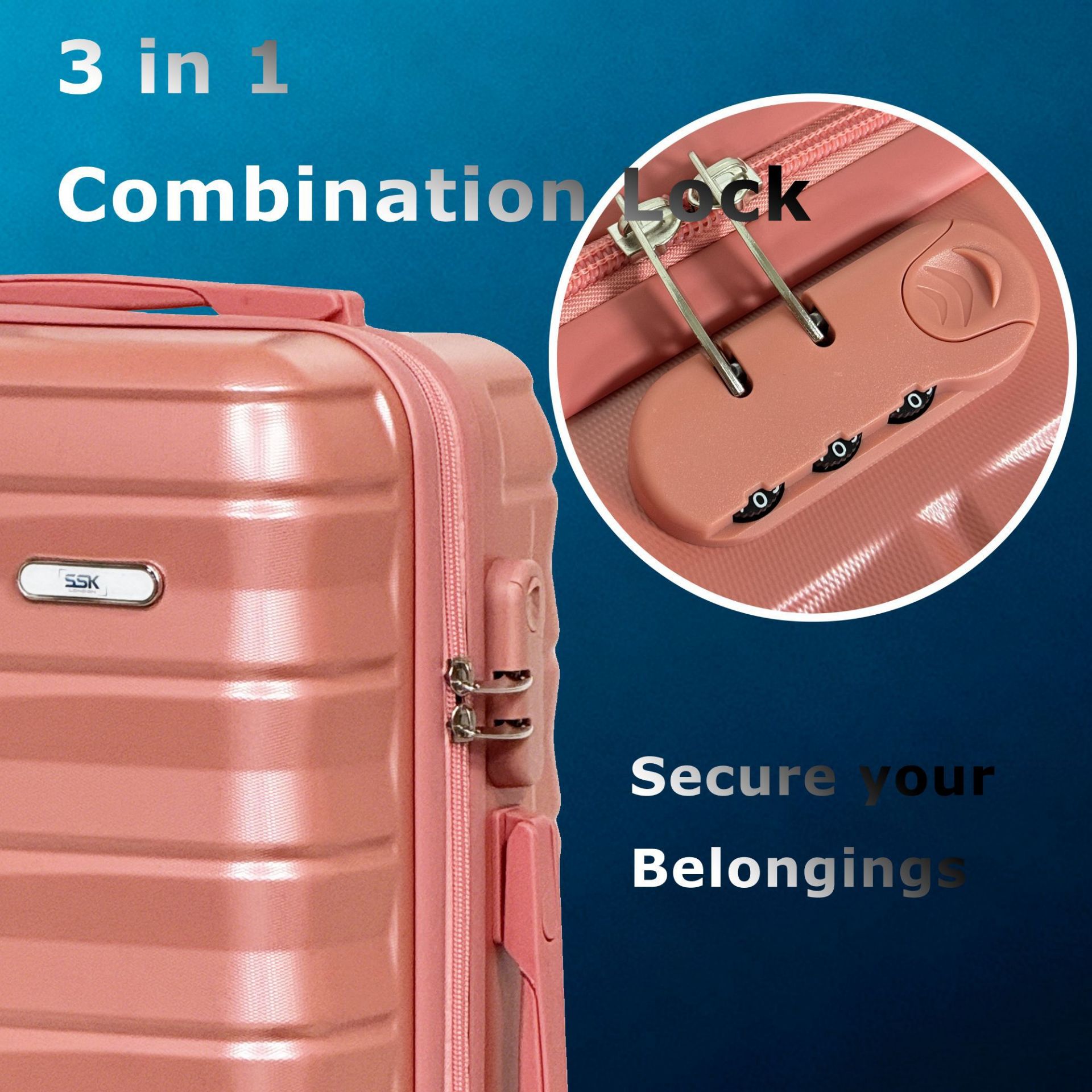 BULK LOT X5 SILVER 3 PIECE LUGGAGE SETS – LIGHTWEIGHT 360° SPINNER SUITCASES – BRAND NEW - Image 4 of 5