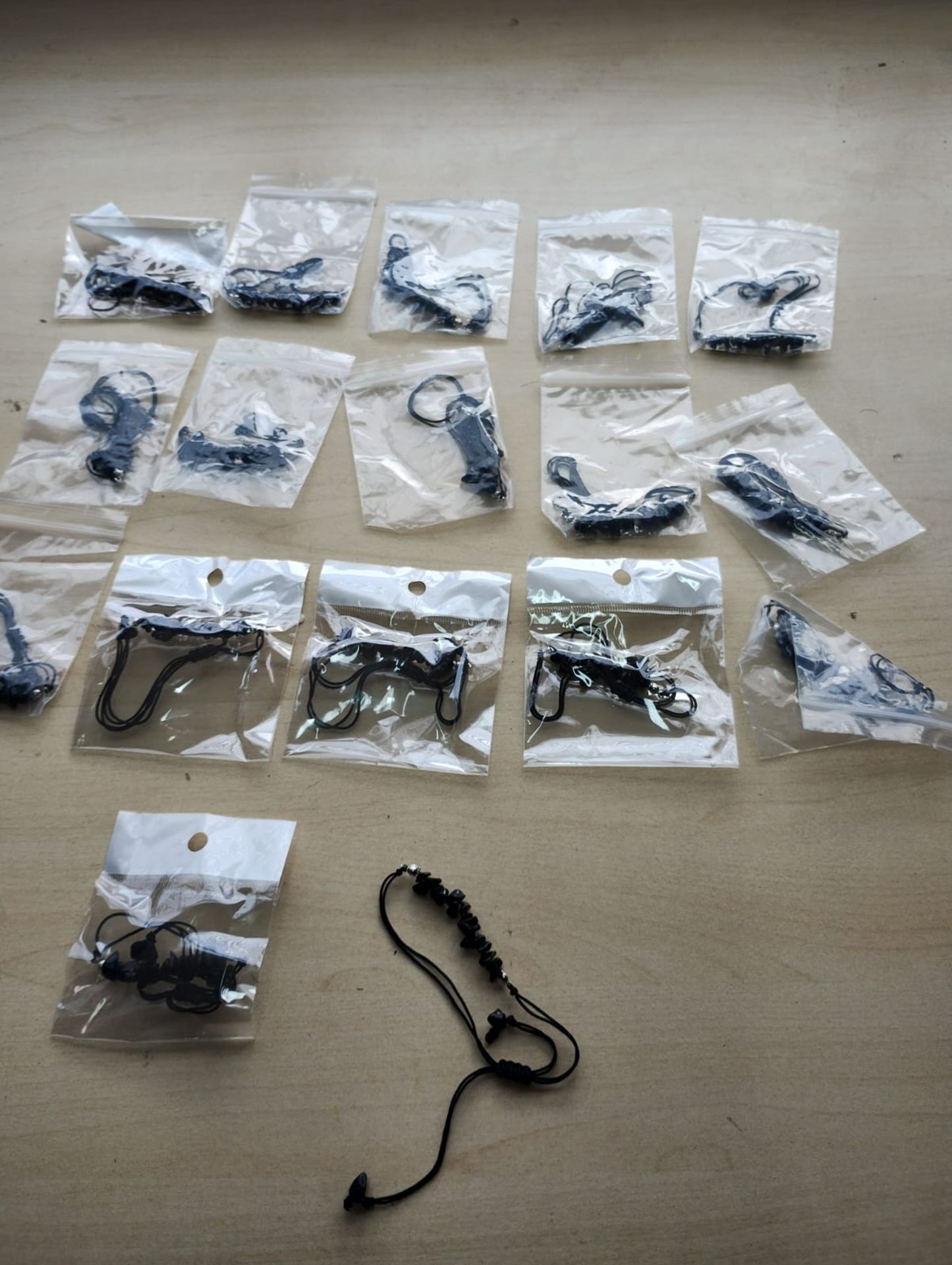 OBSIDIAN CRYSTAL CHIP ADJUSTABLE COTTON BRACELET JOB LOT OF 17 - BRAND NEW - Image 2 of 2