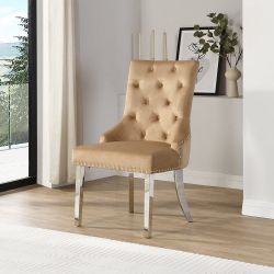 VELVET BUTTON BACK DINING CHAIR - IMPERIAL
