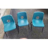 3X TULIP KIDS CHILDREN CHAIRS PLASTIC WITH METALLEGS BLUE STRONG CHAIRS