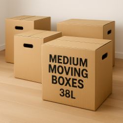 20X MEDIUM MOVING BOXES 38LT CAPACITY, NEW UNUSED, RRP £1100