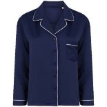 250 X NAVY LADIES SATIN BRUSHED BACK LONG SLEEVE PYJAMAS