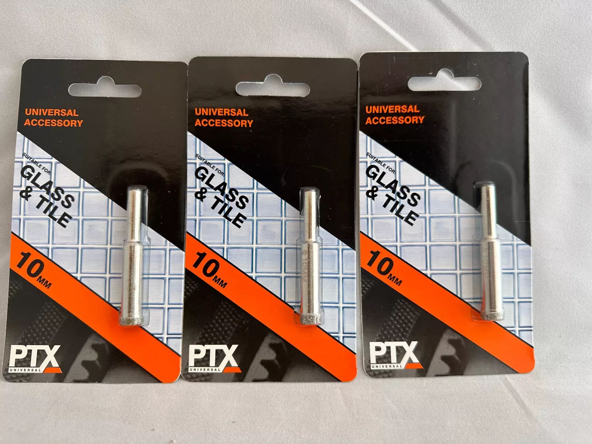 540 X UNITS PTX 10MM DIAMOND COATED GLASS & TILE CUTTER HOLE SAW CARBON STEEL DRILL BIT - Image 3 of 3