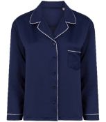 250 X NAVY LADIES SATIN BRUSHED BACK LONG SLEEVE PYJAMAS