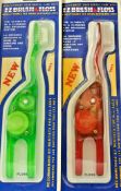 100 X E.Z BRUSH & FLOSS DUAL-PURPOSE DENTAL CARE TOOLS - 4 COLORS, EASY BRUSHING & FLOSSING