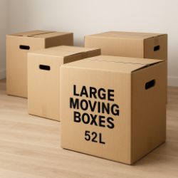 20X LARGE MOVING BOXES 52LT CAPACITY, NEW UNUSED, RRP £175