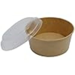 1000 14OZ BROWN KRAFT DISPOSABLE SOUP CONTAINERS WITH LIDS FOR ICE CREAM AND SOUP BOWLS TAKEAWAY