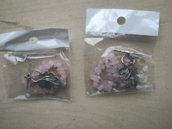 ROSE QUARTZ - GEMSTONE CRYSTAL CHIP LEAF BRACELET - NEW IN ORIGINAL PACKAGING - JOBLOT OF 2