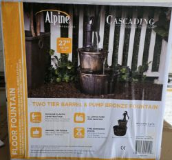 2 TIER BARREL PUMP FOUNTAIN WATER FEATURE 69CM TALL