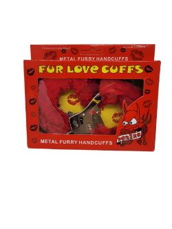 RED FUR LOVE HANDCUFFS - RRP £7.49 EACH. 95 IN TOTAL