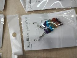CHAKRA CRYSTAL CHIP HANGING EARRING SETS JOBLOT OF 68- BRAND NEW