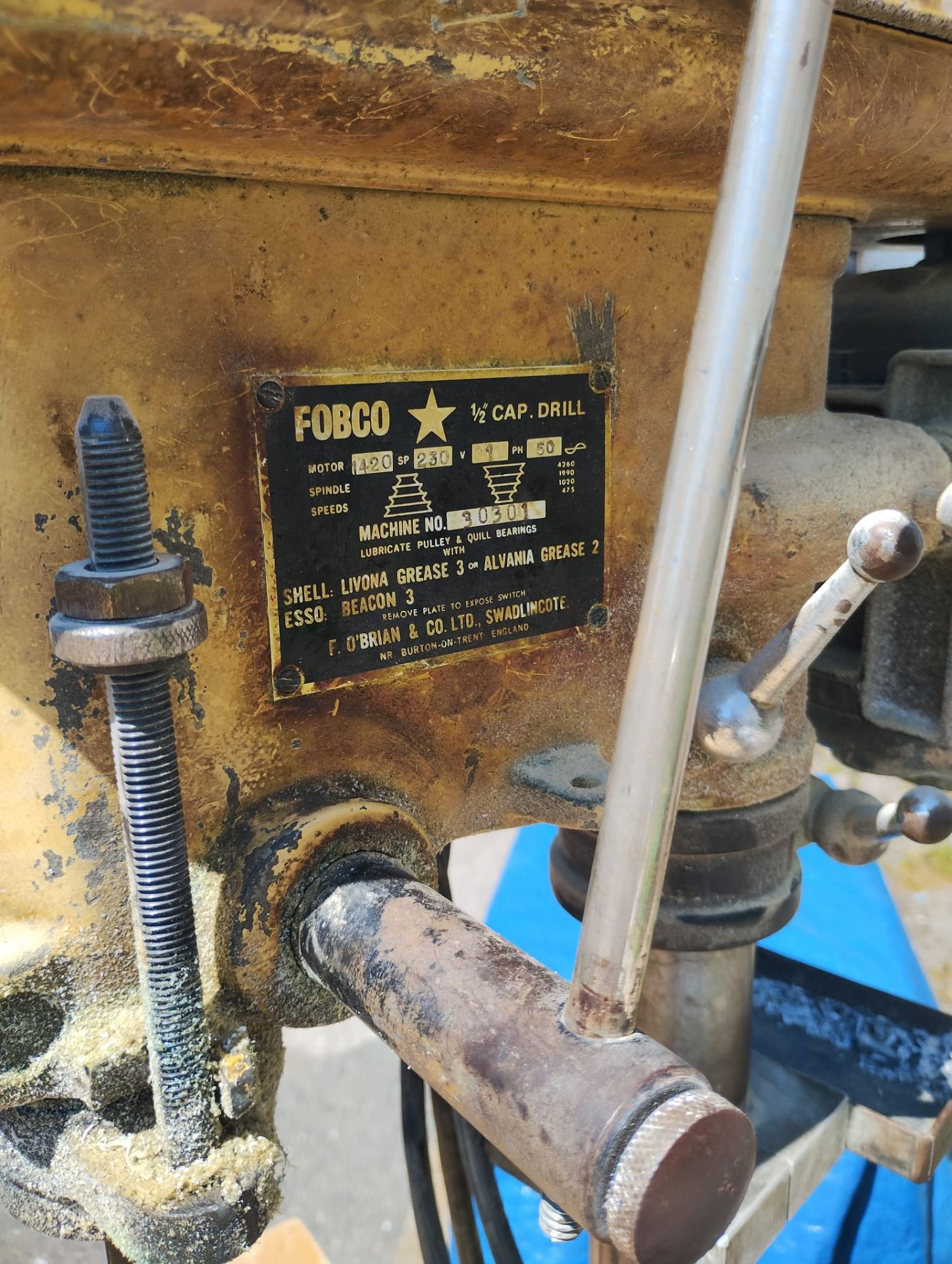 FOBCO STAR 1/2" CAP PILLAR DRILL - FREE STANDING - FULL WORKING ORDER - Image 2 of 10