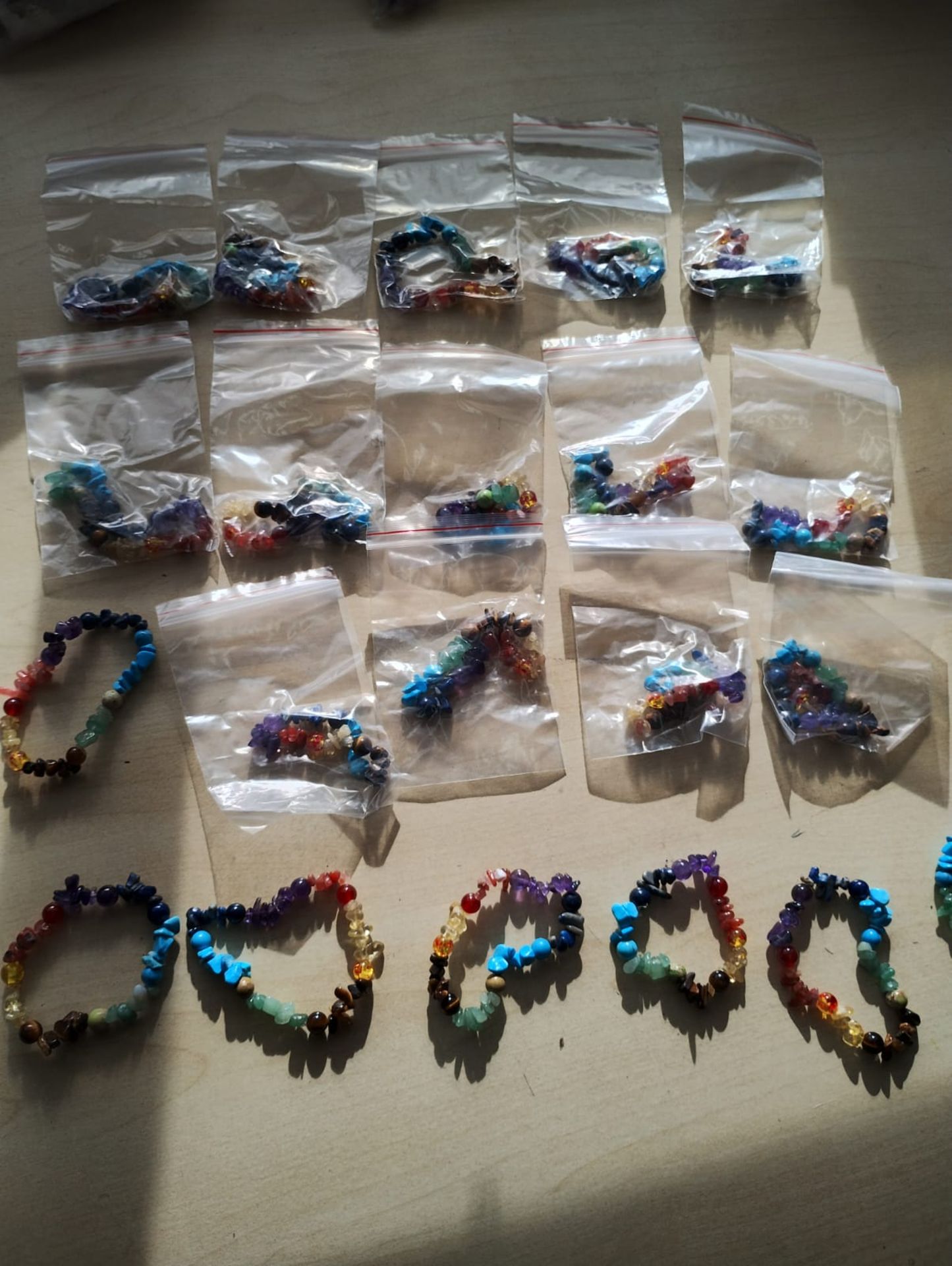 CHAKRA 2 RAINBOW CRYSTAL CHIP BRACELET JOB LOT OF 21- BRAND NEW - Image 2 of 2